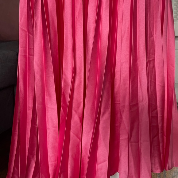 AMUR NWT Kin Pink Strapless Pleated Midi Valentine’s Prom Dress Size 12 - Picture 7 of 16